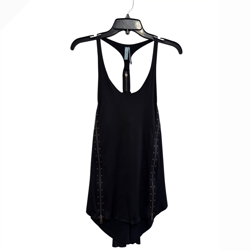 GUESS by Marciano Womens Black Studded Side Zip Racerback Tank Top XS